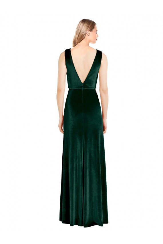 V-Back Stretch Velvet V-Neck Long Sleeveless Bridesmaid Dress / Formal Dress Toowoomba