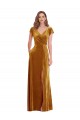 Stretch Velvet V-Neck Long Cap Sleeves Formal Evening Gown / Prom Dress / Bridesmaid Dress Toowoomba