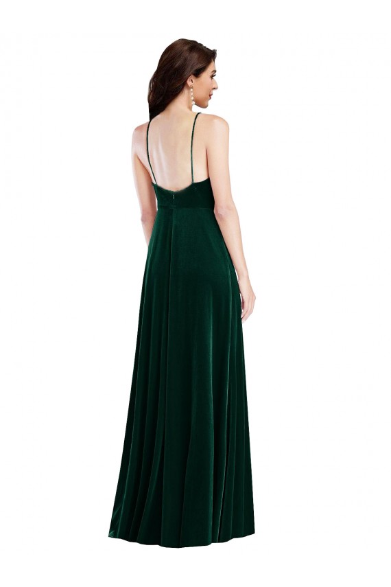 Stretch Velvet Halter Neck Long Sleeveless Semi Formal Evening Dress / Prom Dress / Bridesmaid Dress Toowoomba