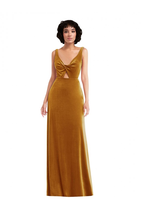 V-Back Stretch Velvet V-Neck Long Sleeveless Semi Formal Evening Dress / Prom Dress / Bridesmaid Dress Toowoomba