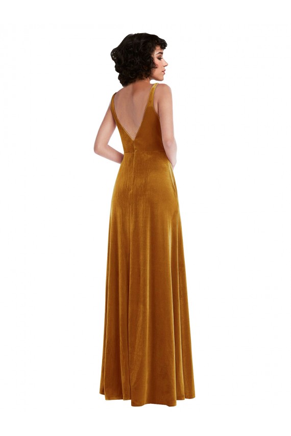V-Back Stretch Velvet V-Neck Long Sleeveless Semi Formal Evening Dress / Prom Dress / Bridesmaid Dress Toowoomba