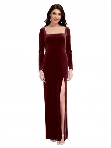 Low Back Stretch Velvet Spaghetti Straps Long Long Sleeves Prom Dress / Bridesmaid Dress Toowoomba