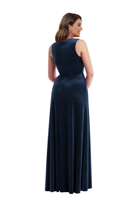 Stretch Velvet V-Neck Long Sleeveless Formal Plus Size Evening Gown / Prom Dress / Bridesmaid Dress Toowoomba