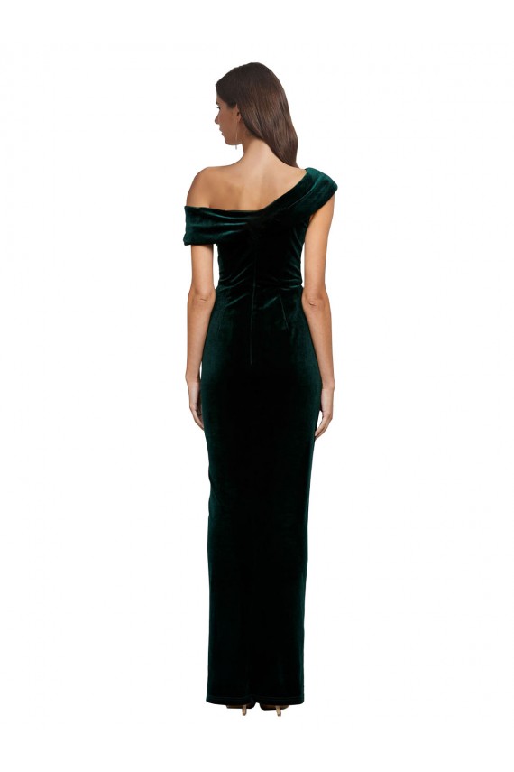 Stretch Velvet Off the Shoulder Long Sleeveless High Low Evening Gown / Prom Dress / Bridesmaid Dress Toowoomba