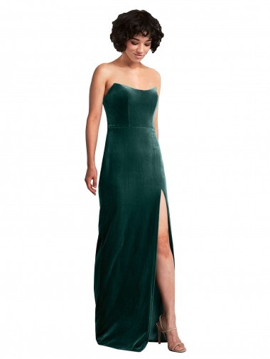 Low Back Stretch Velvet Strapless Long Sleeveless Black Tie Evening Gown / Prom Dress / Bridesmaid Dress Toowoomba