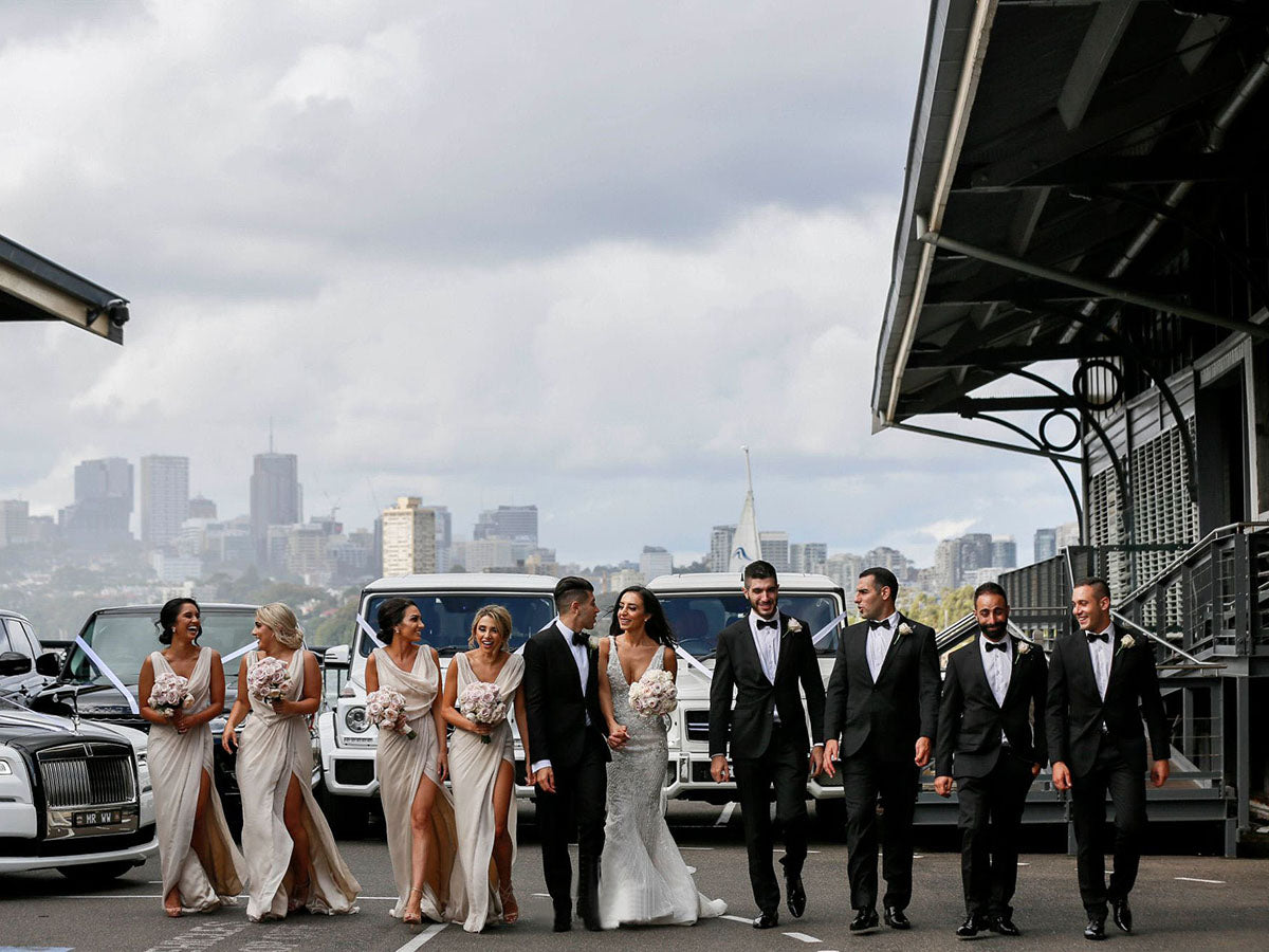 Full Length Luxe Chiffon Long Champagne bridesmaid dresses Toowoomba with Sexy High Slit and Front Ruffles