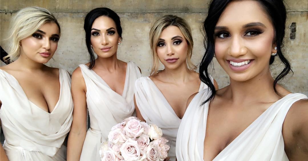 Full Length Luxe Chiffon Long Champagne bridesmaid dresses Toowoomba with Sexy High Slit and Front Ruffles